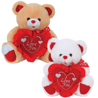 12inch οι βαλεντίνοι ημέρα Teddy αντέχουν με το λουλούδι και γεμισμένα τα καρδιά παιχνίδια ώθησης για τον εορτασμό