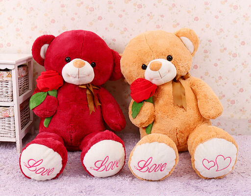 Χαριτωμένο γιγαντιαίο κόκκινο Teddy αντέχει τα γεμισμένα ζωικά παιχνίδια με ροδαλό Jumbo 80cm λουλουδιών