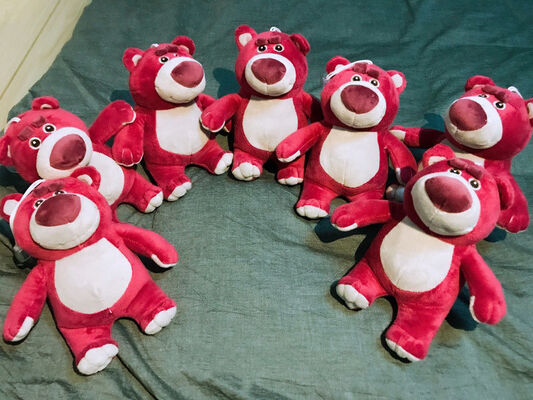 3 Lotso Huggin αντέχει τα ζώα βελούδου της Disney 13cm Keychian για το σακίδιο πλάτης