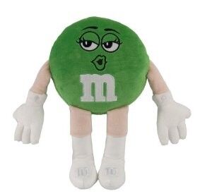Πράσινα γεμισμένα M&M παιχνίδια 25cm βελούδου κινούμενων σχεδίων ζώων μέσα μέγεθος