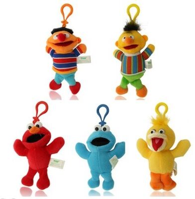 Χαριτωμένα γεμισμένα Keychain παιχνίδια βελούδου του Sesame Street με το γάντζο για τα δώρα προώθησης