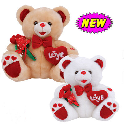 12inch οι βαλεντίνοι ημέρα Teddy αντέχουν με το λουλούδι και γεμισμένα τα καρδιά παιχνίδια ώθησης για τον εορτασμό