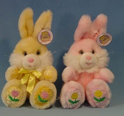 Μακρυμάλλη Bunnies Πάσχας βελούδου μικρά γεμισμένα παιχνίδια, κίτρινος/ροζ/μπλε