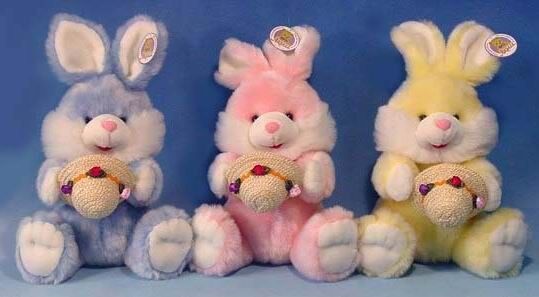 Μακρυμάλλη Bunnies Πάσχας βελούδου μικρά γεμισμένα παιχνίδια, κίτρινος/ροζ/μπλε
