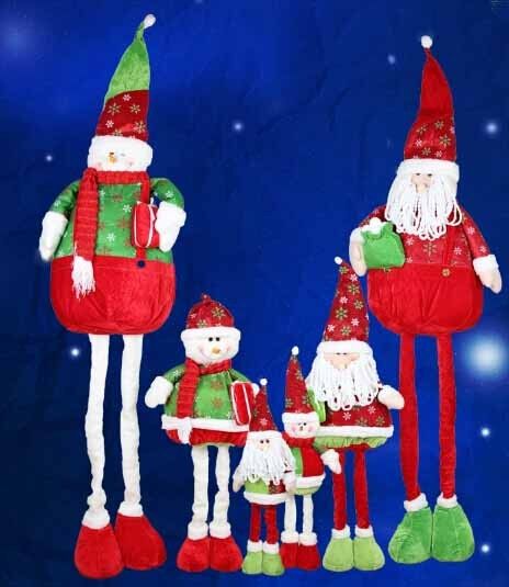 Η μεγάλοι κούκλα και ο χιονάνθρωπος Santa με τις διακοπές Χριστουγέννων ποδιών Streaching για γιορτάζουν το Κόμμα